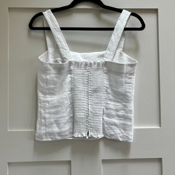 Quince 100% European Linen Fitted Tank in White Size Small - Picture 11 of 12